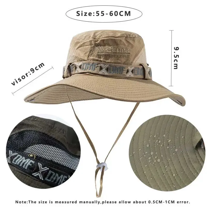 mens outdoor hats sun protection - Men's Summer Bucket Hat: UV Protection, Wide Brim, Mesh, Panama Style - Ideal for Fishing, Hiking, Safari & Beach Adventures- Picture 4 Of 6