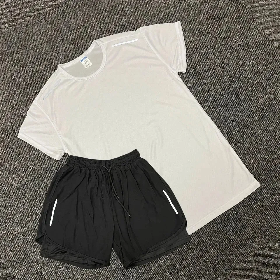 T Shirts Shorts Two-piece Womens Fitness Suit Print Quick Drying And Breathable Sportswear Basketball T-shirt Jogger_voghion.com