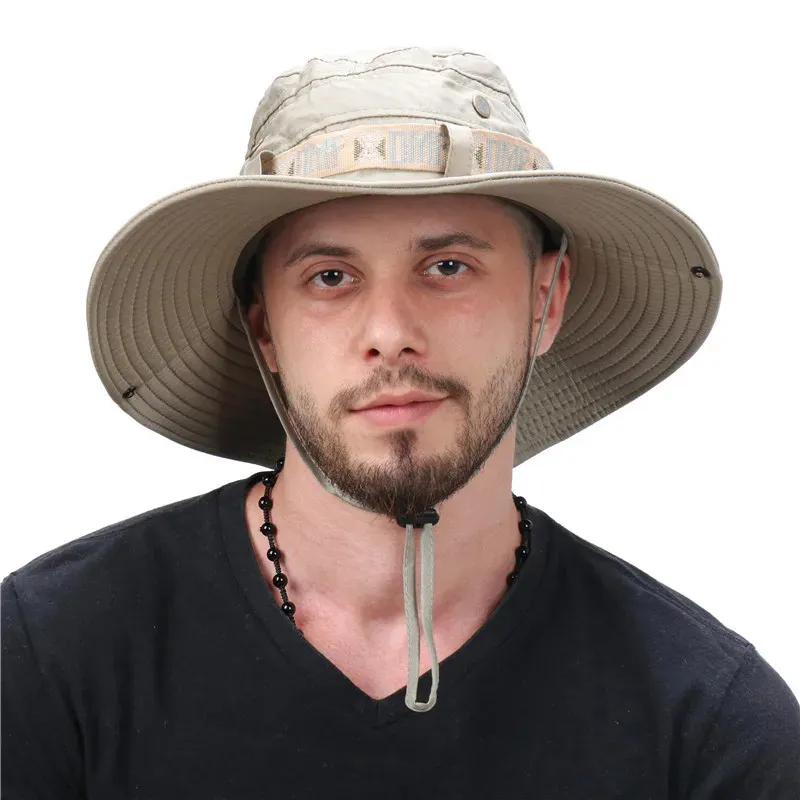 Mens Wide Brim Summer Hats - UV Protection Panama Bucket Hat for Safari, Hiking, and Beach- Picture 2 Of 6