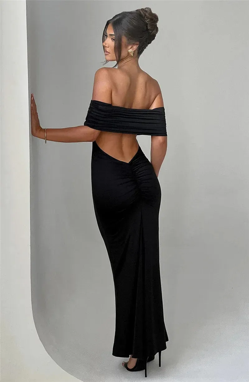 off the shoulder backless dress Aphrodite Off Shoulder Crepe Mini Dress / Ivory | MESHKI main image 0