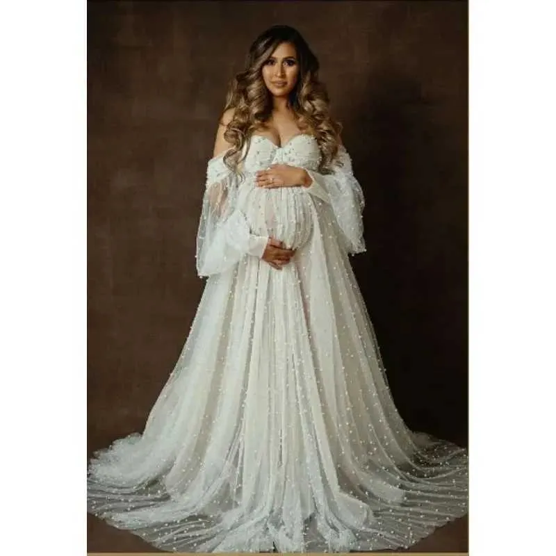 72% OFF Designer 2026 Pearl White Maternity Dress – Photo‑Shoot Gown with Free Shipping