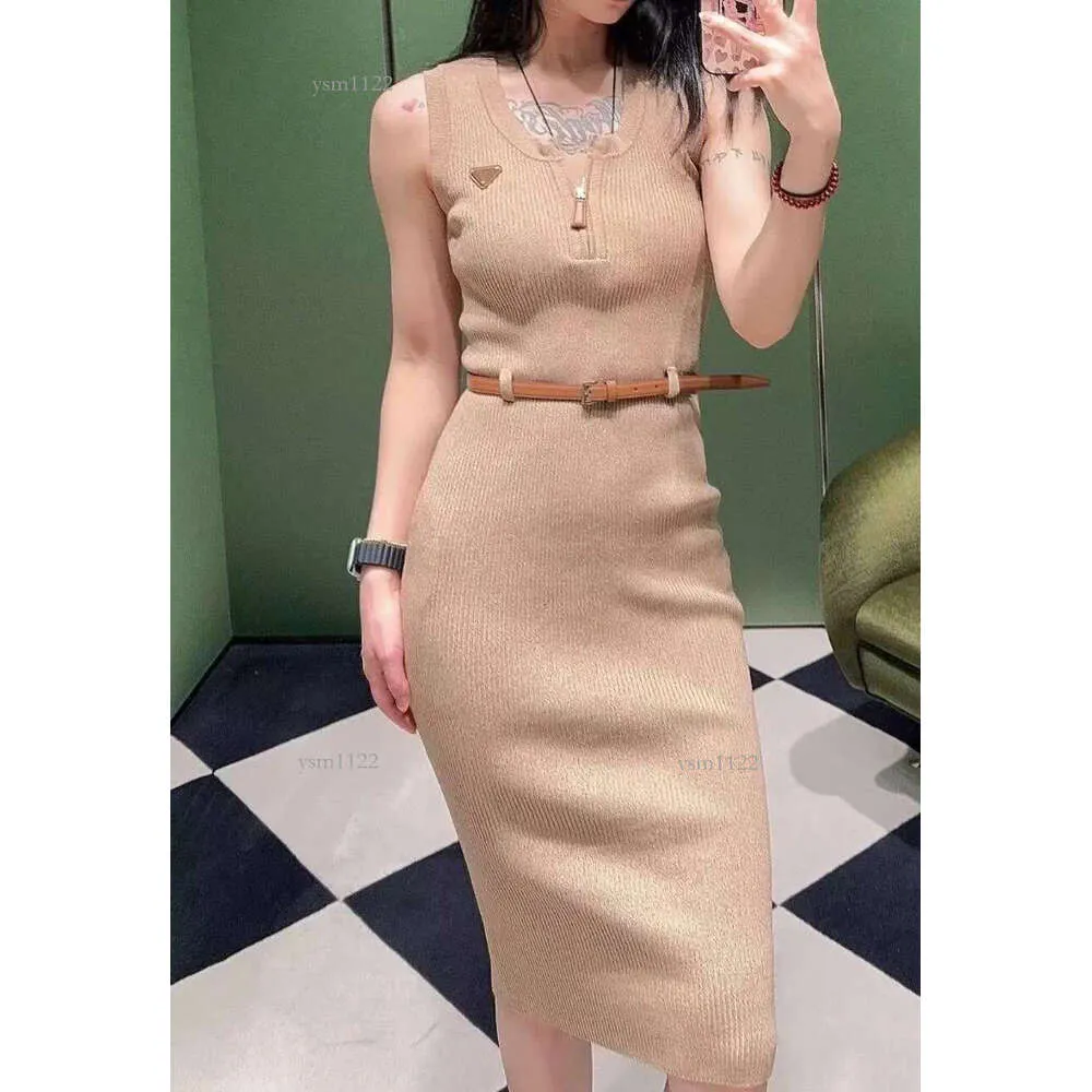 Knitted Sleeveless Empire Waist Dress with Zipper Closure and Crew Neck,  Mid-Calf Length, 100% Cotton from Dhgate Basic & Casual Dresses