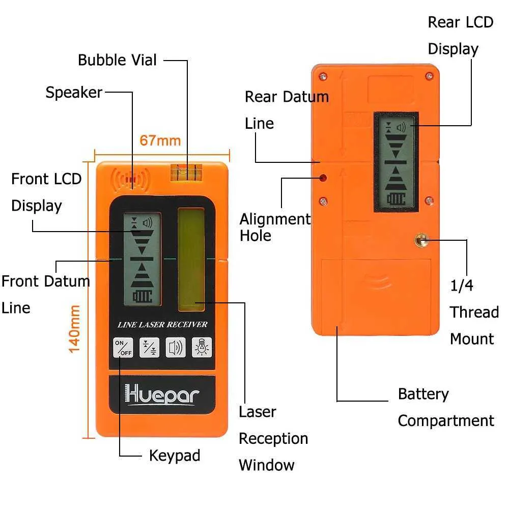 Huepar - détecteur de niveau Laser avec ligne d'impulsion, nivellement