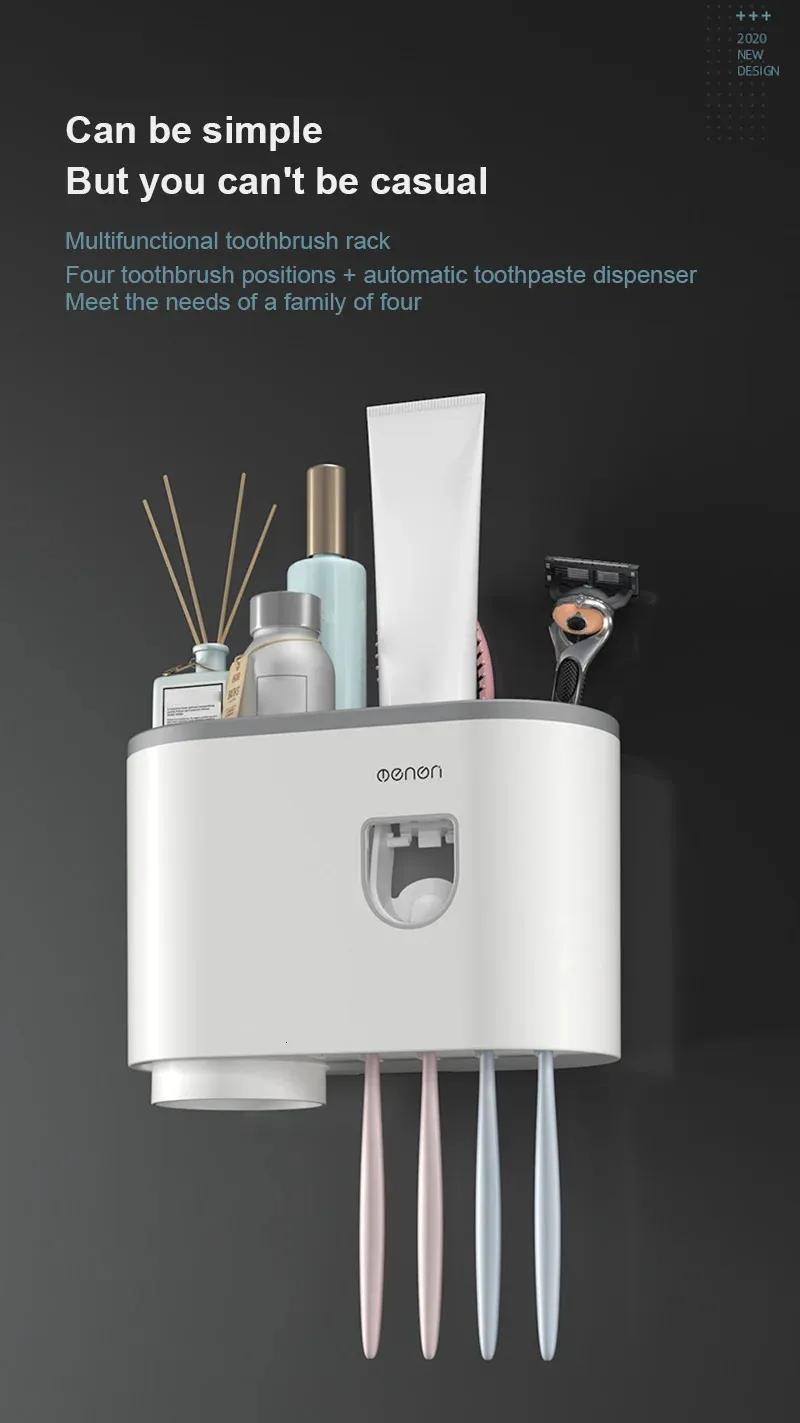 Automatic Toothpaste Dispenser with Wall Mount, Bathroom Toothbrush ...