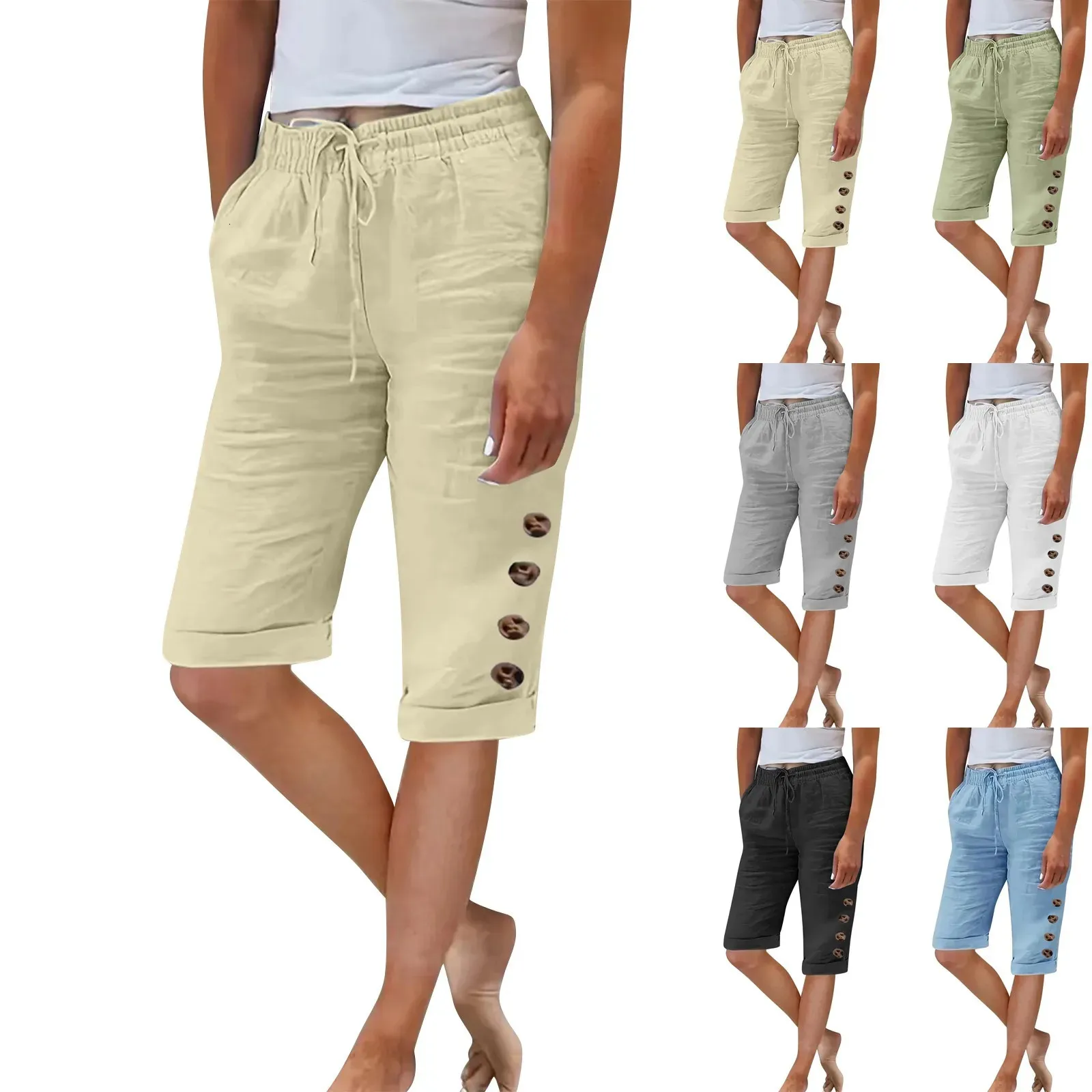 Save Big on Bulk Women's Summer Wide Leg Pants Womens Cotton Drawstring  Pants Summer Elastic Waist Linen Wide Leg Pants With Pockets Casual Loose  Fit