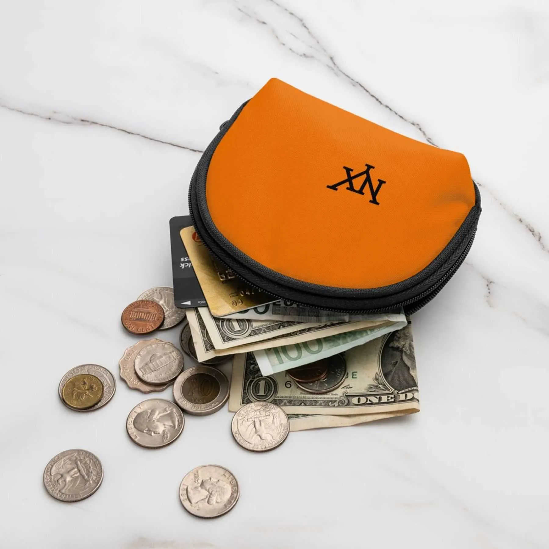 Mini Coin Wallet Designer Mini Coin Purse Small Wallet for Women Brown Polyester Card ...