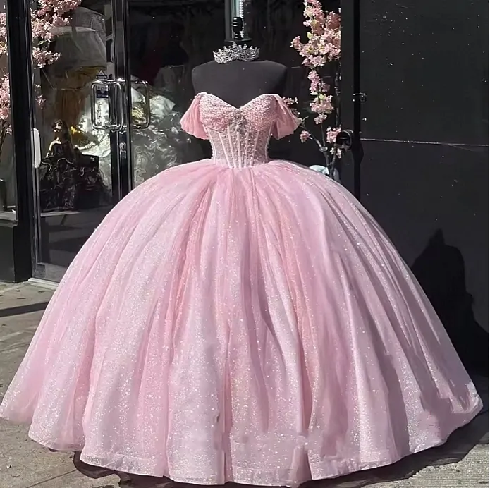 Elegant Long Ball Gown Quinceanera Dresses, Beaded Corset Prom Gown main image 1