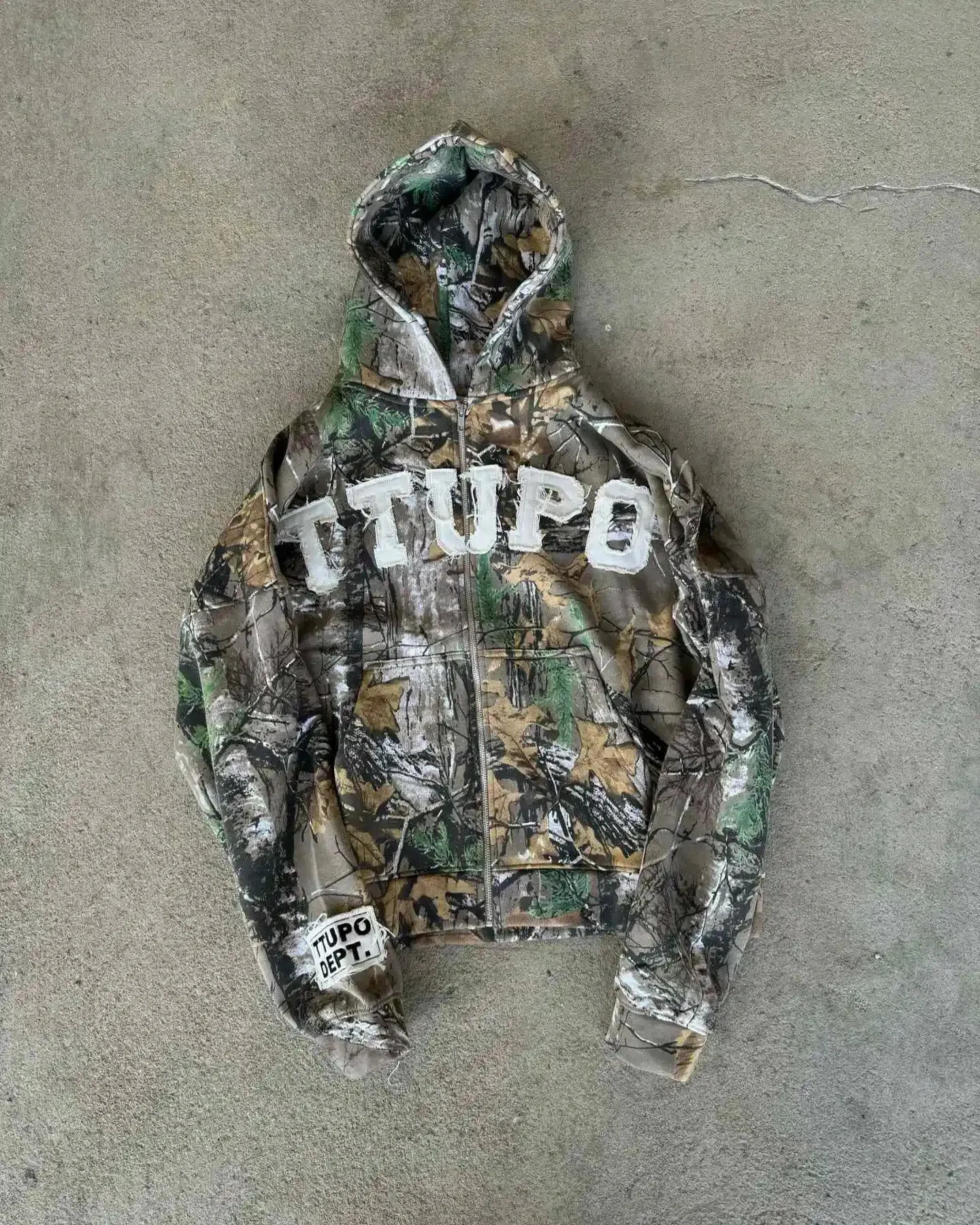 Unisex Knit Oversized Camouflage Zipper Sweatshirt Sport Style 