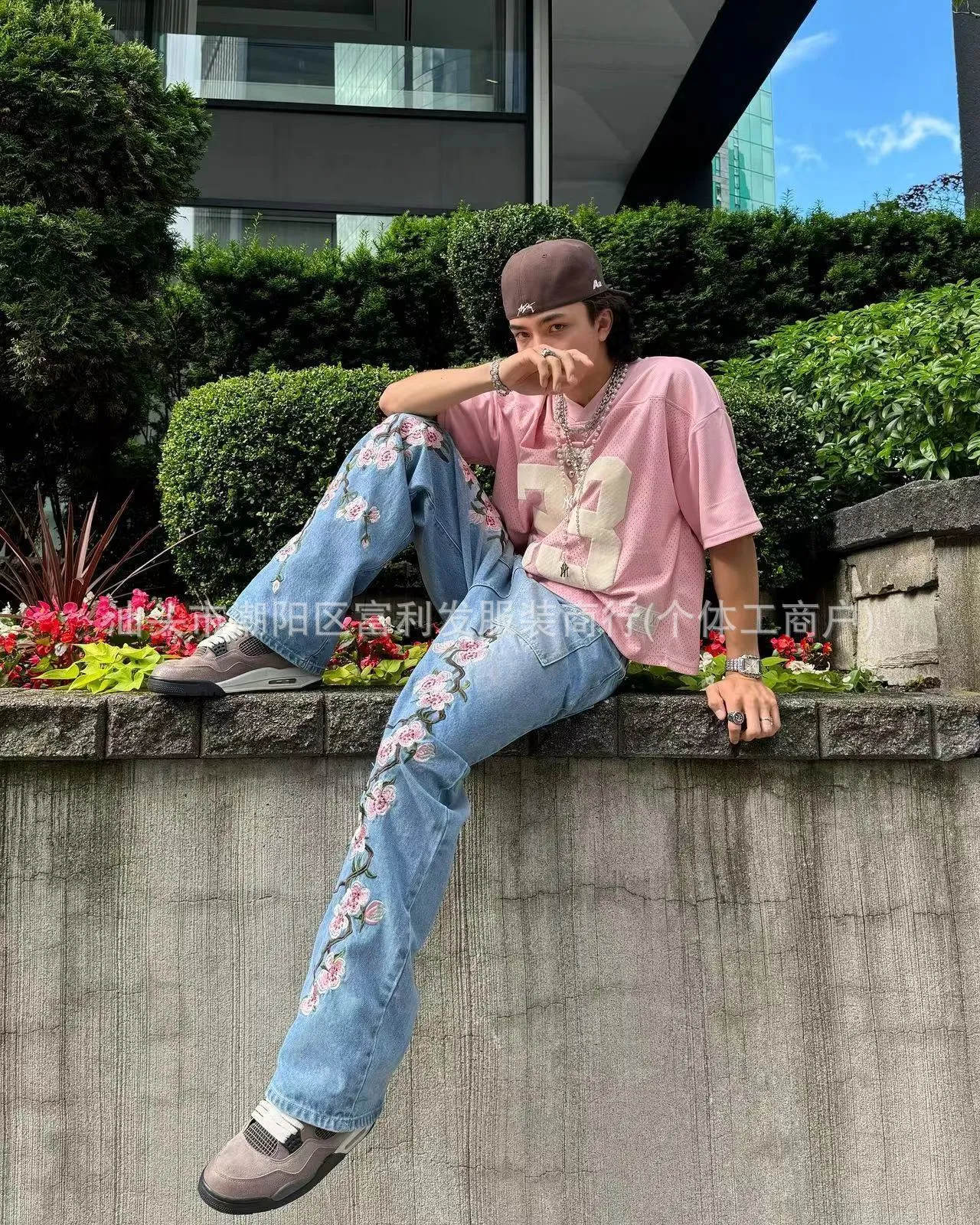 Chinese Stijl Tweedelige Set Vrouwen Lange Tops Broek Pakken Roze Wit
