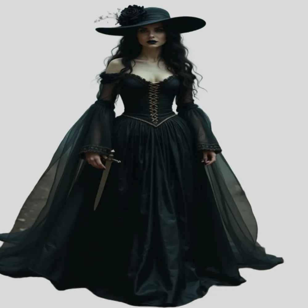 Vampire Formal Victorian Vampire Masquerade Princess Dress For Women Off Shoulder Punk ...