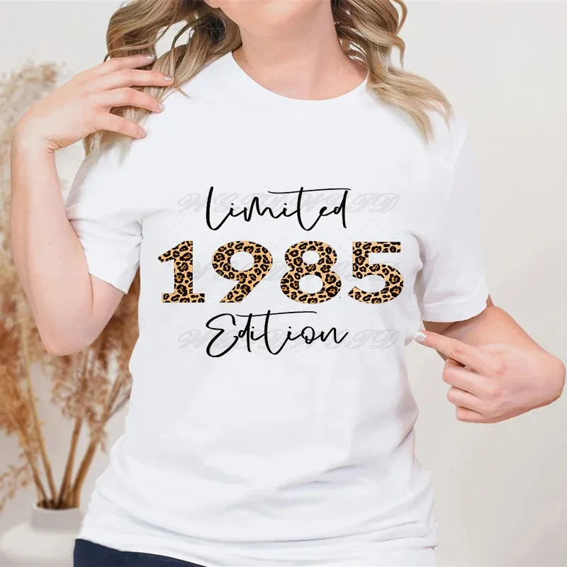 Womens Limited Edition 1985 T Shirt Leopard Print Birthday