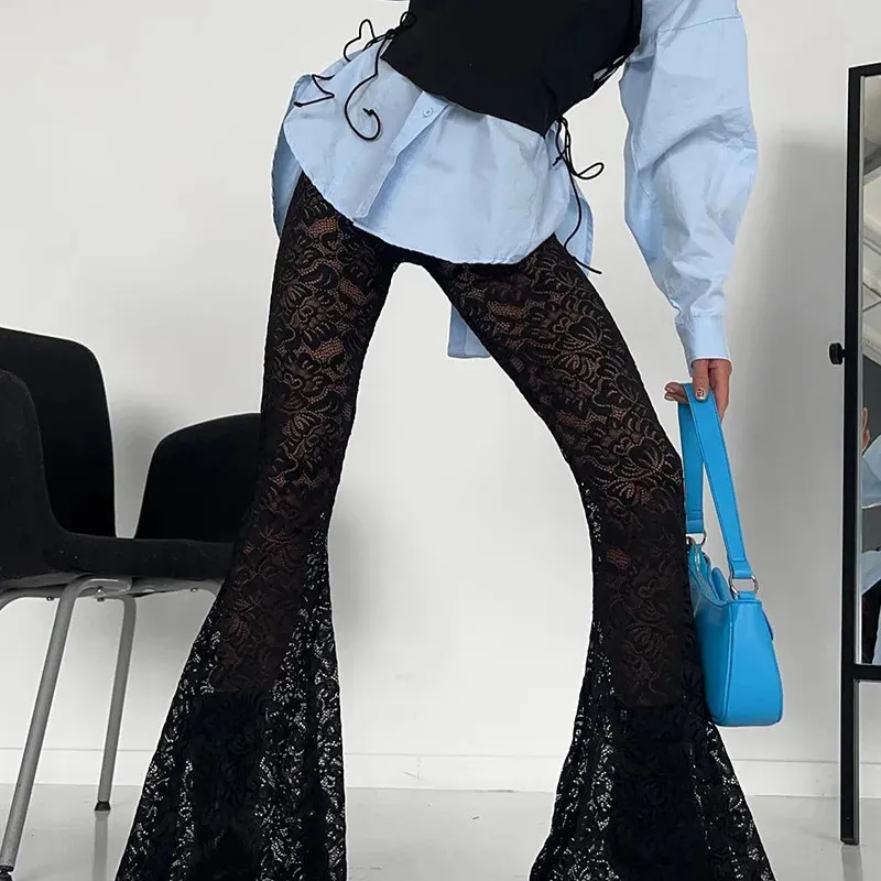 ALLNeon Cyber Y2K Fashion High Waist Lace See Through... From 17 