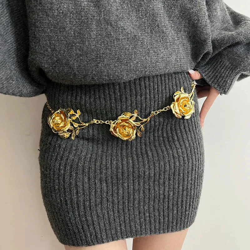 Elegant Gold Color Rose Waist Chain For Women, Retro Fashion Metal Thin Belt  For Dresses And Daily Wear From Jiao07, $19.21 | DHgate.Com