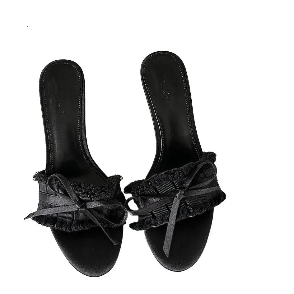 Butterfly Knot Shoes Slippers Women Summer Slides Pantofle Low Thin Heels Rubber Flip Flops Heeled Mules Hawaiian High_voghion.com