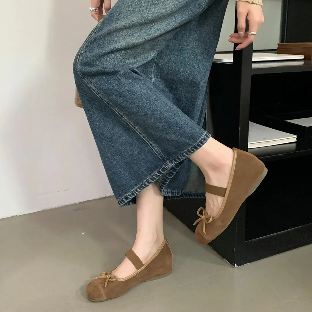 Zuecos casuales de mujer con punta redonda y abertura poco profunda, estilo británico, con plataforma, que aumentan la estatura, calzado femenino de otoño con lazo y nudo._voghion.com