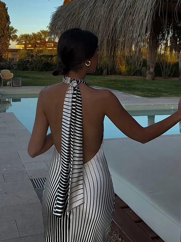 Striped Backless Dress, Sexy Slim Fit Lace Up... From Yiwang10, $21.84 |  DHgate.Com