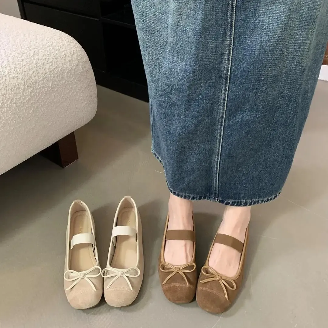 Zuecos casuales de mujer con punta redonda y abertura poco profunda, estilo británico, con plataforma, que aumentan la estatura, calzado femenino de otoño con lazo y nudo._voghion.com