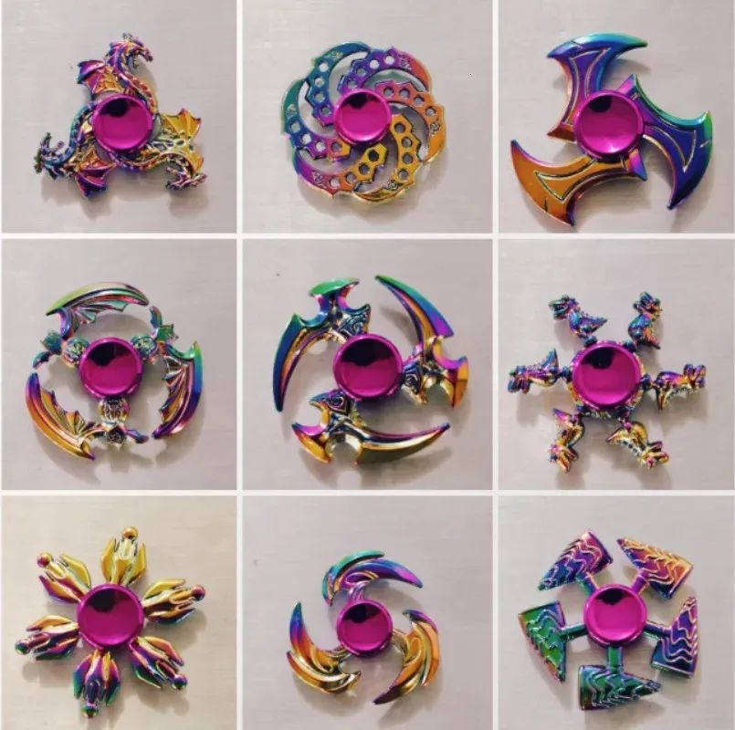 Colored Metal Fidget Rotator Pressure Reducing Alloy Rainbow Hand EDC ...