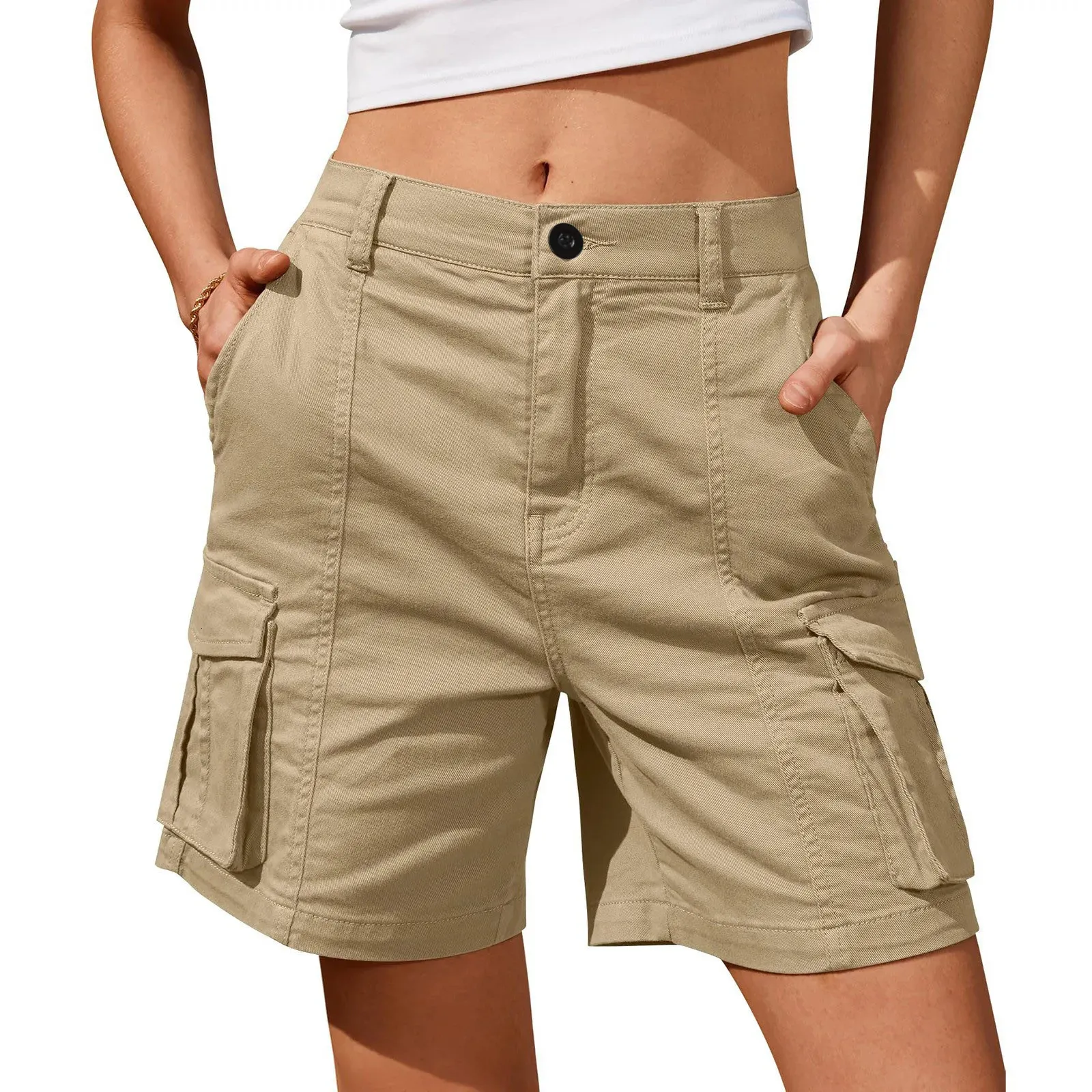 Linen Bermuda Shorts, Knee Length Women Shorts, Elastic Waist Culottes - UK