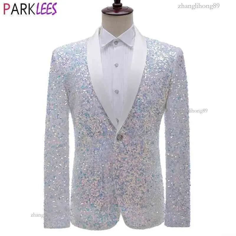Mannen glanzende pailletten blazer diner smoking één knop pak jas revers teller jas bruiloft blazer prom smoking, zwart, S(38R