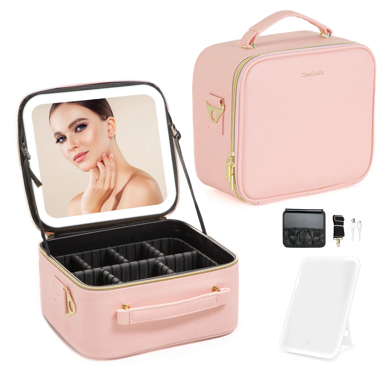 habe travel makeup bag with mirror AMIRO 5 Level Brightness&3 Color LED Mirror, M2 Pink Mirabella Beauty Pro Makeup Kit Travel Bag with LED Mirror your ultimate solution for organized JUSRON Travel Cosmetic Bag with