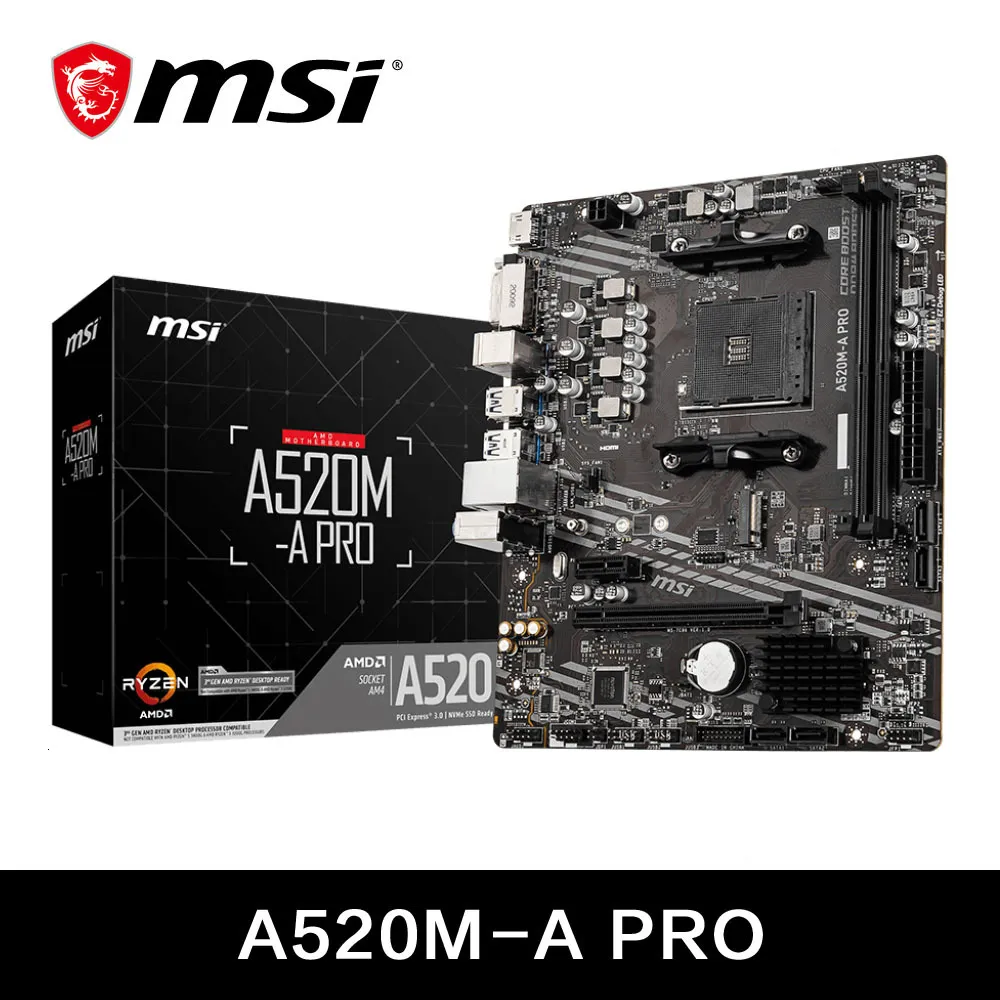 Scheda Madre MSI A520M-A PRO | Socket AM4 | Per AMD Ryzen | DDR4, M.2, USB 3.2