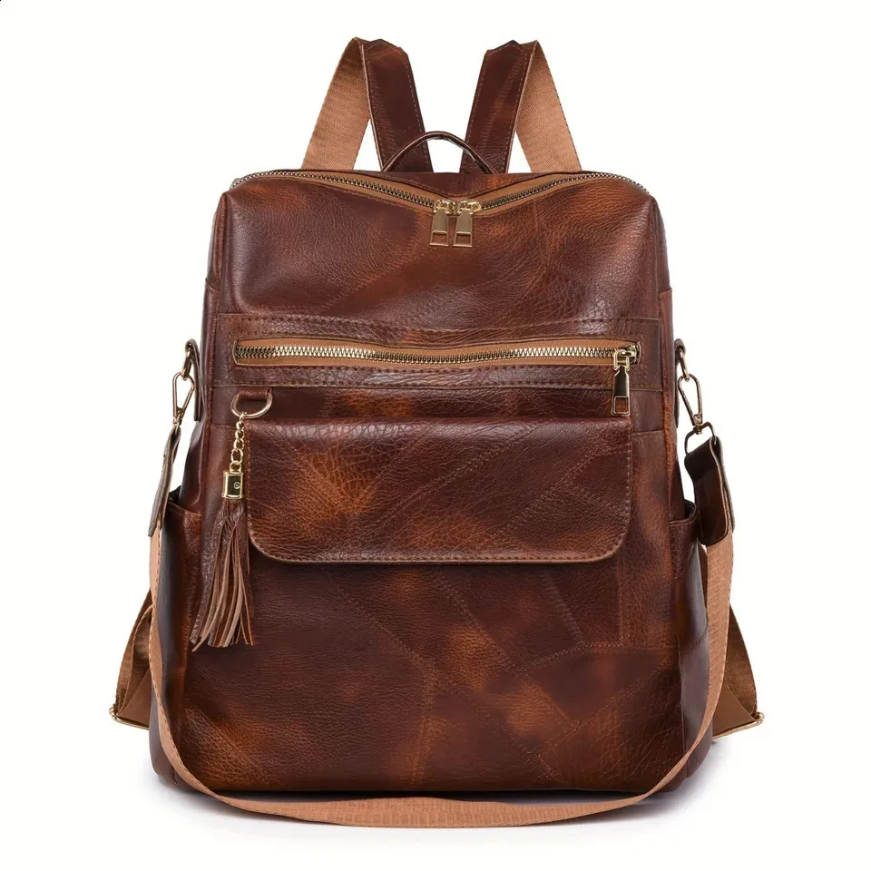 Carna PU Leather Backpack Large Capacity Waterproof... From  display picture 2