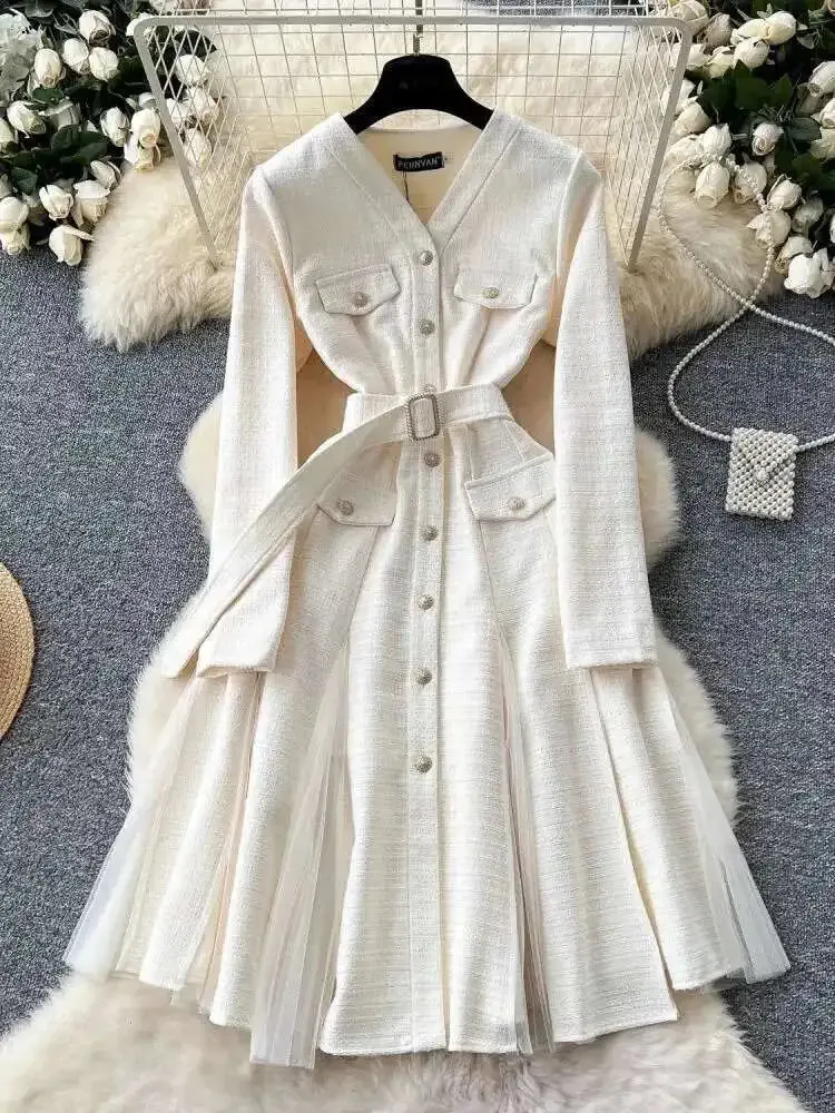 Autumn Vintage Woolen Midi Dress For Women Long... From Kong003, $63.77 |  DHgate.Com