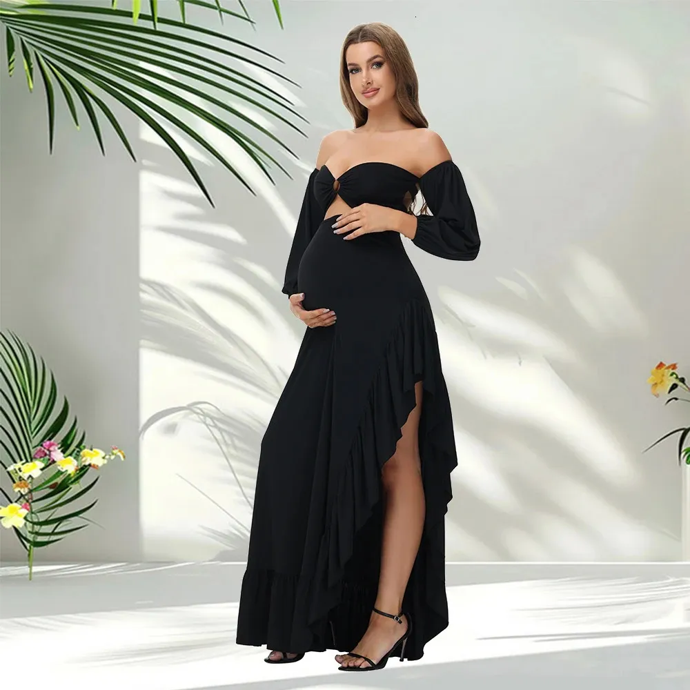 off the shoulder chiffon maternity dress Pregnancy Gown Verngo For Photoshoot – Off Shoulder Half Sleeve Ruffle Slit Baby Shower Bridal Pregnancy Gown, Custom Sizes Available Tea-Length Kennedy comes with adjustable baby shower maternity dresses Belle De Couture | Size:Extra Extra Large