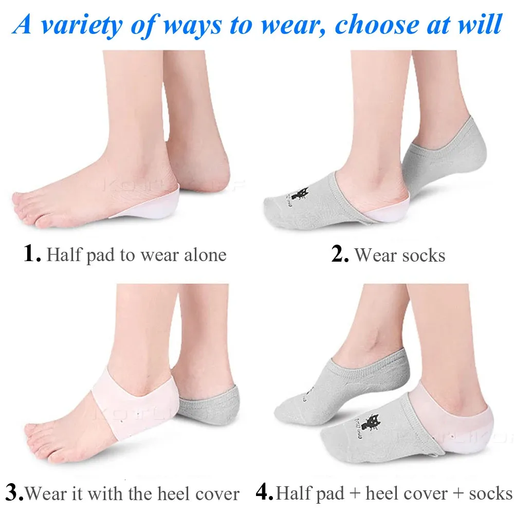 Unsichtbare Einlegesohlen mit 2 cm/2,5 cm/3 cm Fersenerhöhung aus Silikongel für Schuhe mit Fersensporn und Schmerzen im halben Fersenbereich_voghion.com