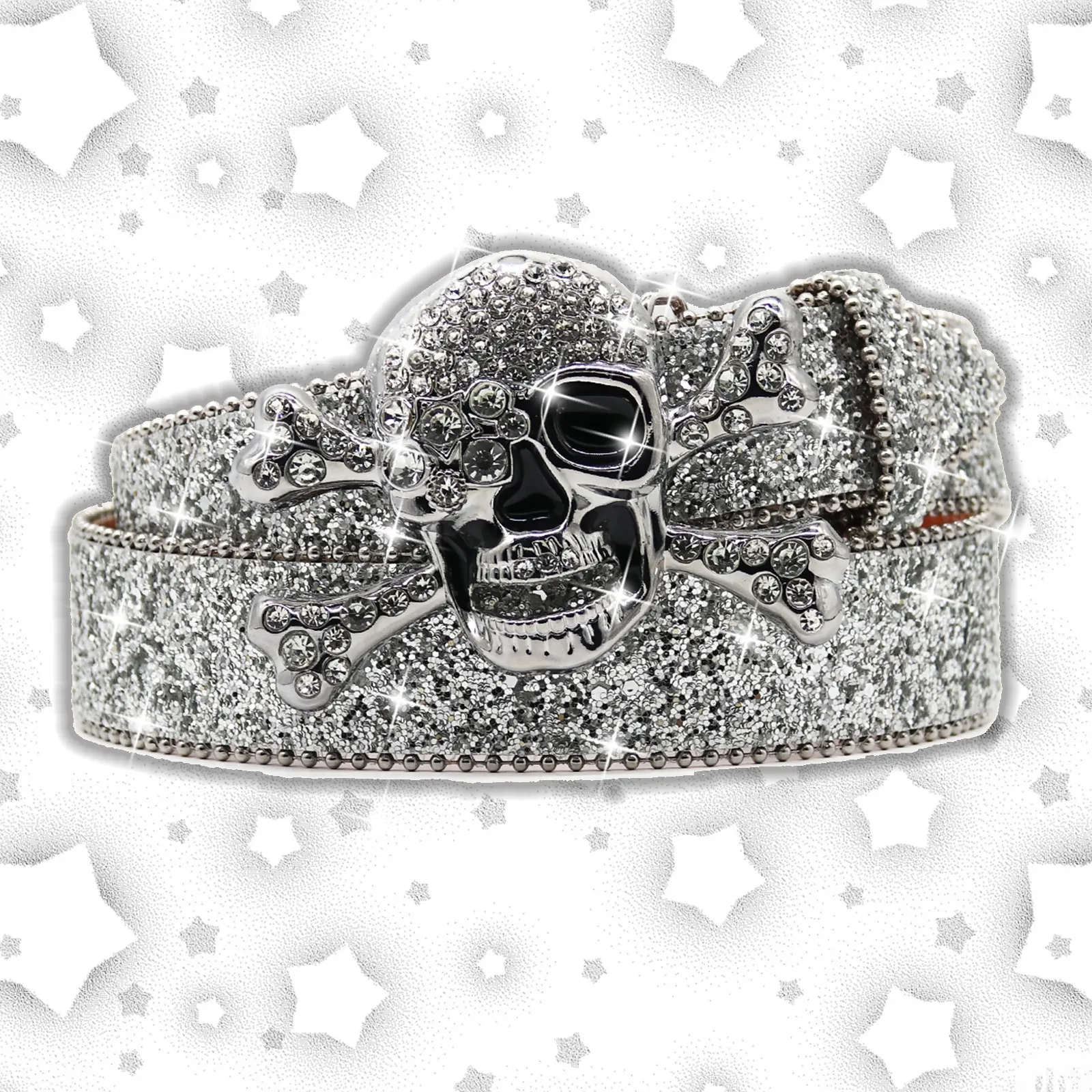250526 Skull Rhinestone Belt Studded Leather... From Dang10 