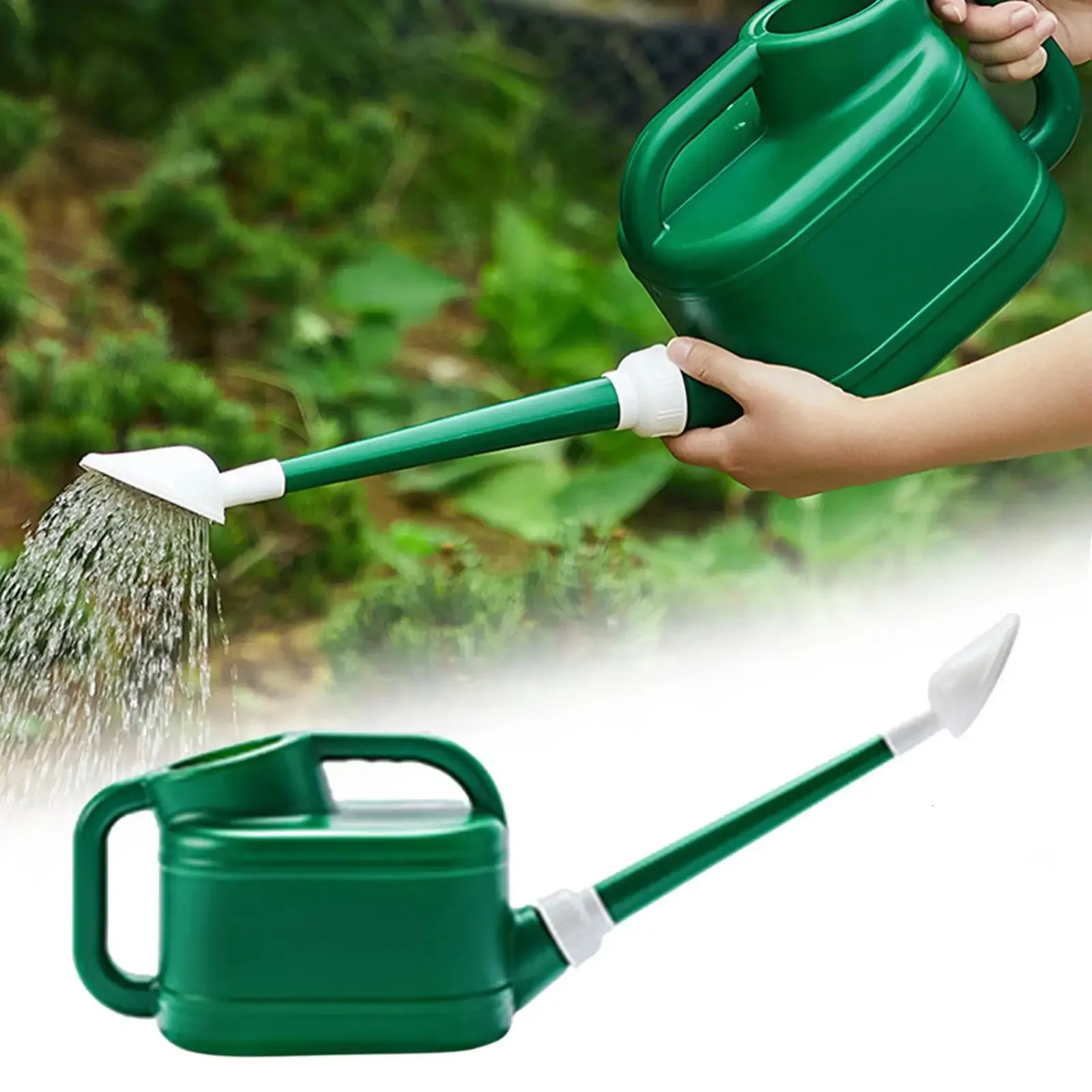 Große Gartengießkanne mit 4 l und langem Auslauf für Pflanzen im Innenbereich, grün, 250527bj