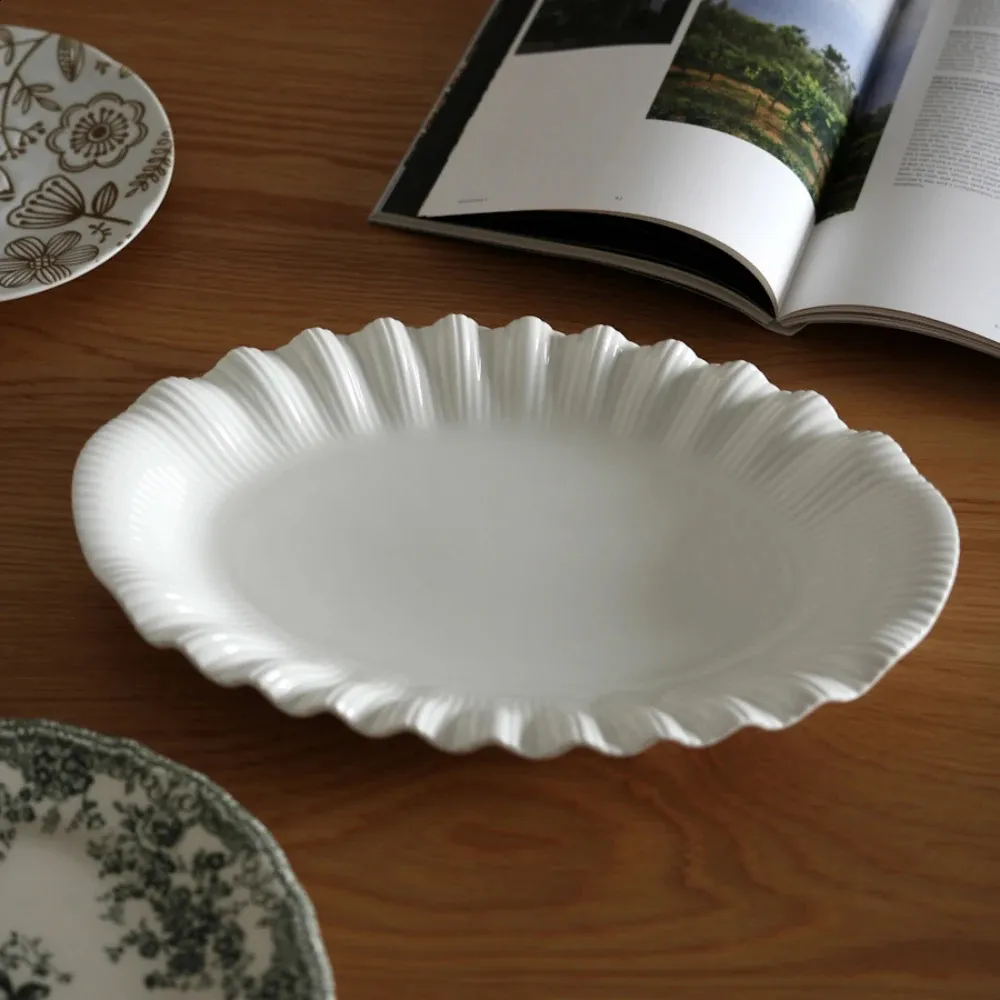 Solid Color Ceramic Plate Simple Round Dinnerware For Elegant