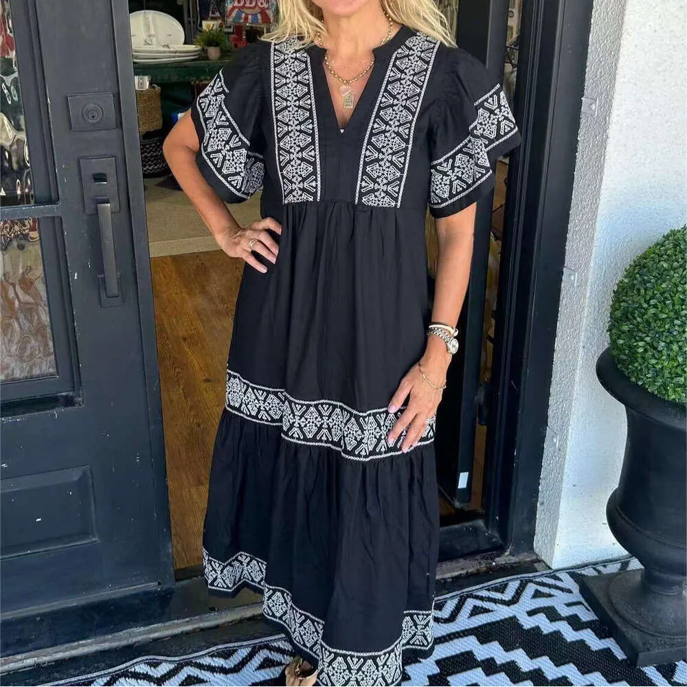 Printed Cotton Loose Fit Dress European American Style | DHgate Printed Cotton Loose Fit Dress European American Style | DHgate