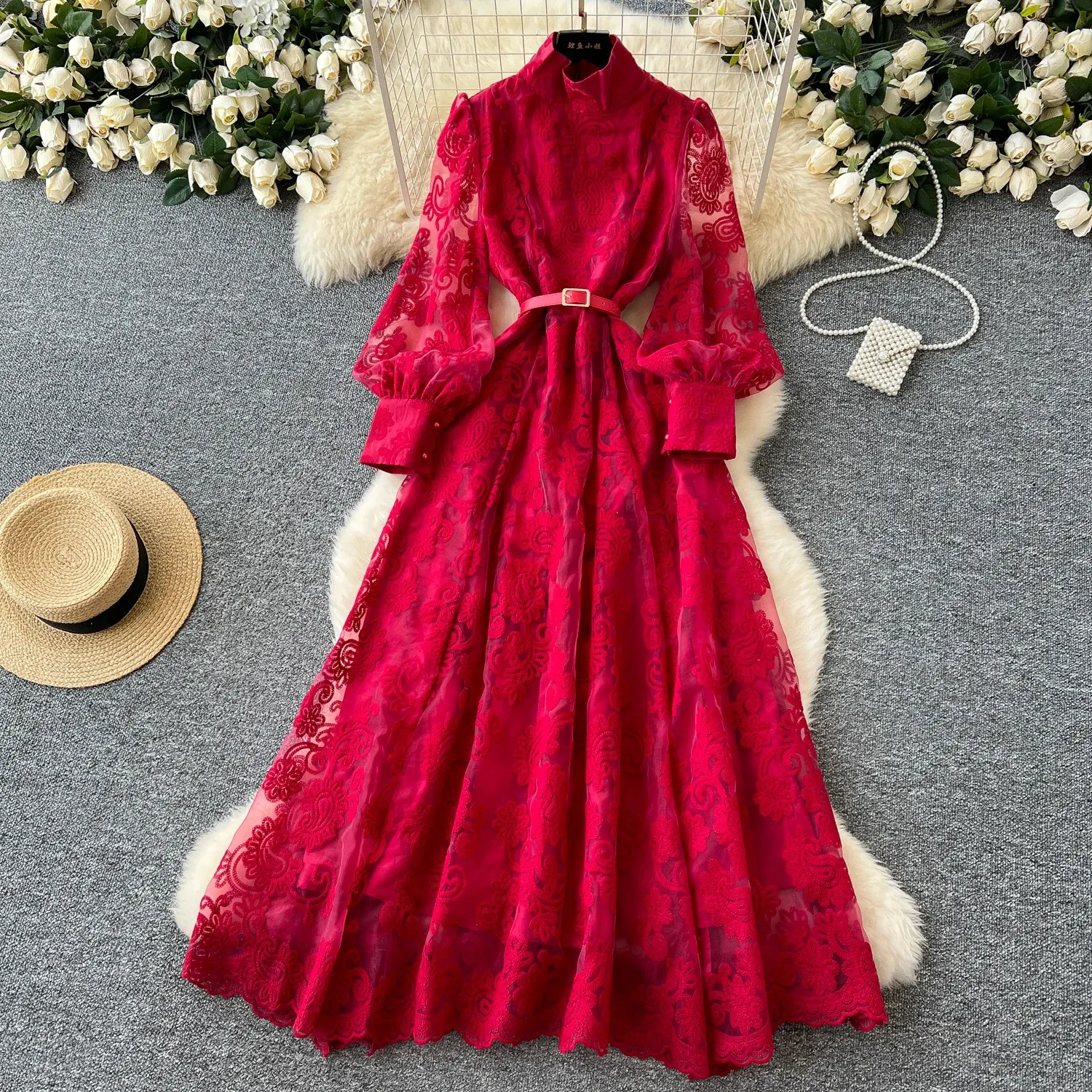 Casual Satin Maxi Dress Women Ankle-Length Lace Mesh Embroidery Lantern Sleeve Crew Neck from Dhgate Basic & Casual Dresses - price 40.21 Casual Satin Maxi Dress Women Ankle-Length Lace Mesh Embroidery Lantern Sleeve Crew Neck from Dhgate Basic & Casual Dresses - price 40.21