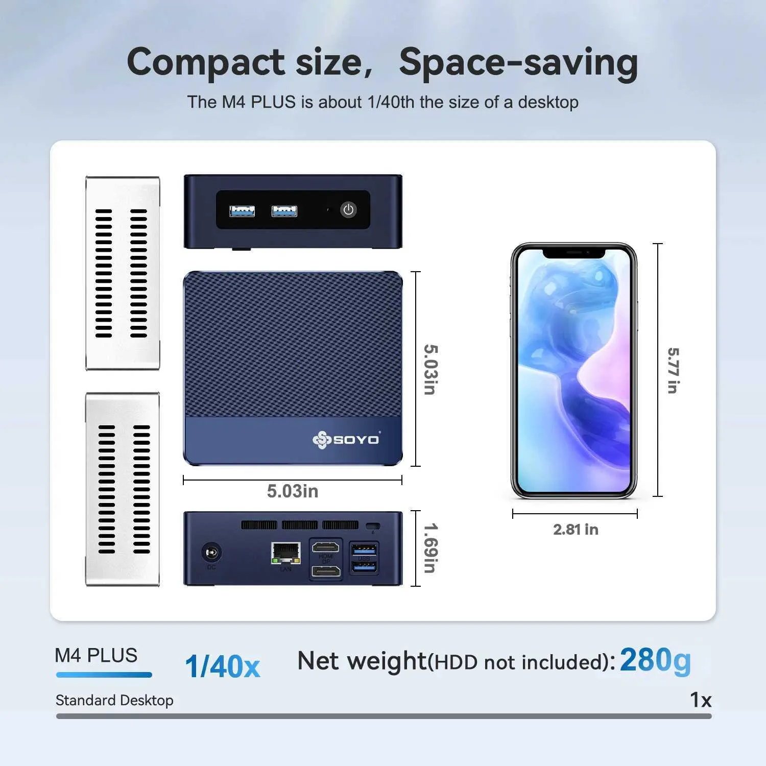 SOYO M4 PLUS Mini PC Intel Twin Lake N150 CPU Up To 3.6GHz Turbo