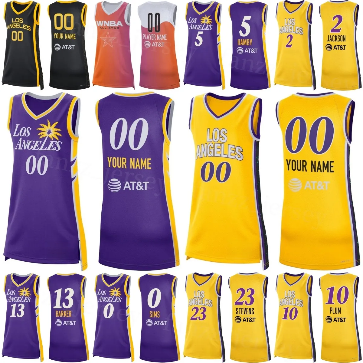 Printed WNBA Los Angeles Sparks Woman Basketball 10 Kelsey Plum