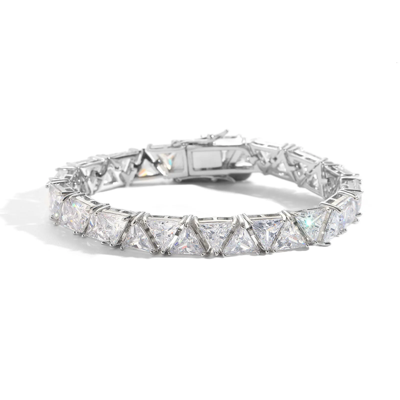 Bracelet 9mm Triangular Moissanite Tennis Fashionable And Versatile Trendy Mens Jewelry Hip Hop Chain Moissanite_voghion.com