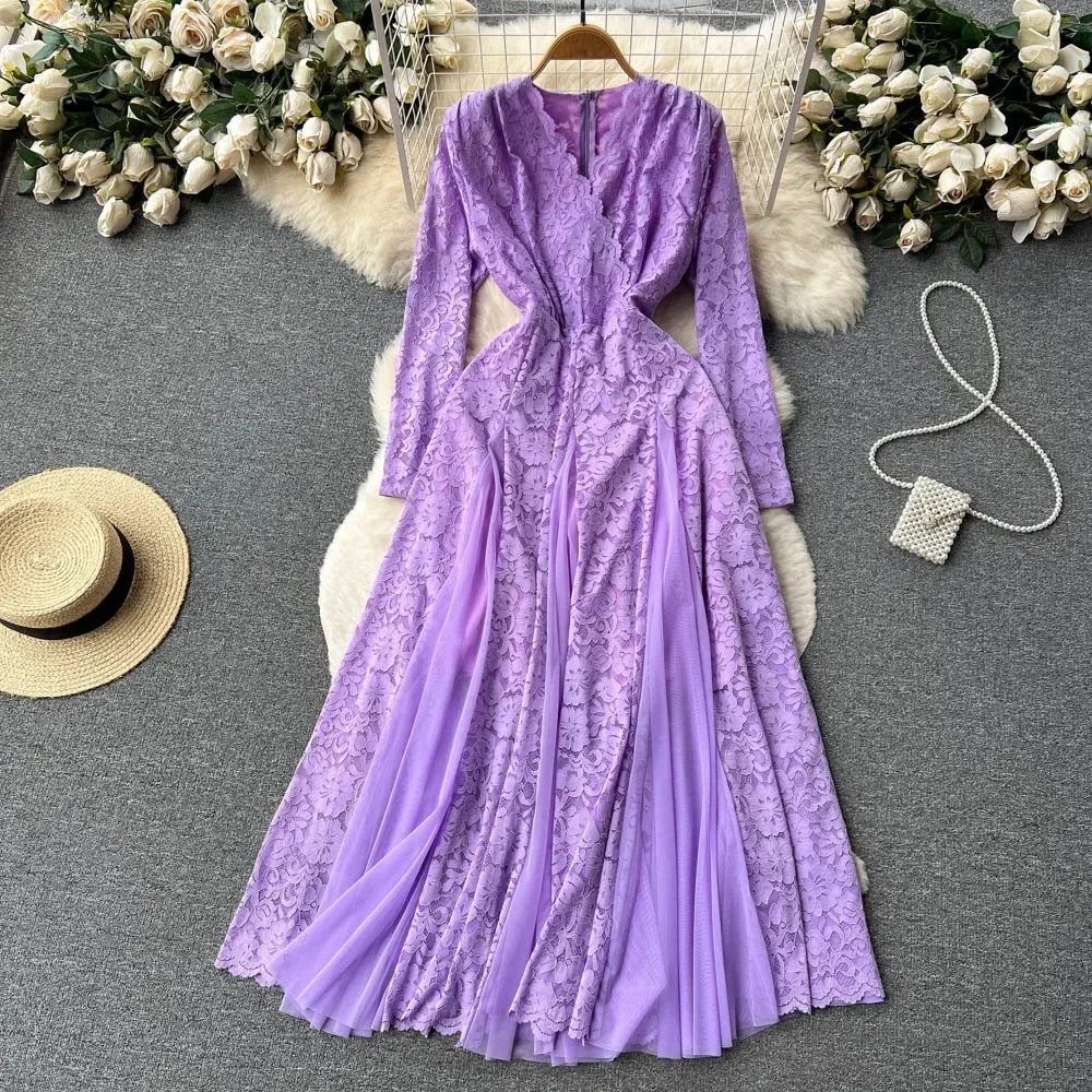 knee length dresses for ladies Timeless Elegance Redefined: Embrace The Exquisite Beauty of Our New Chinese Style Black Lace Dress Belt / F
