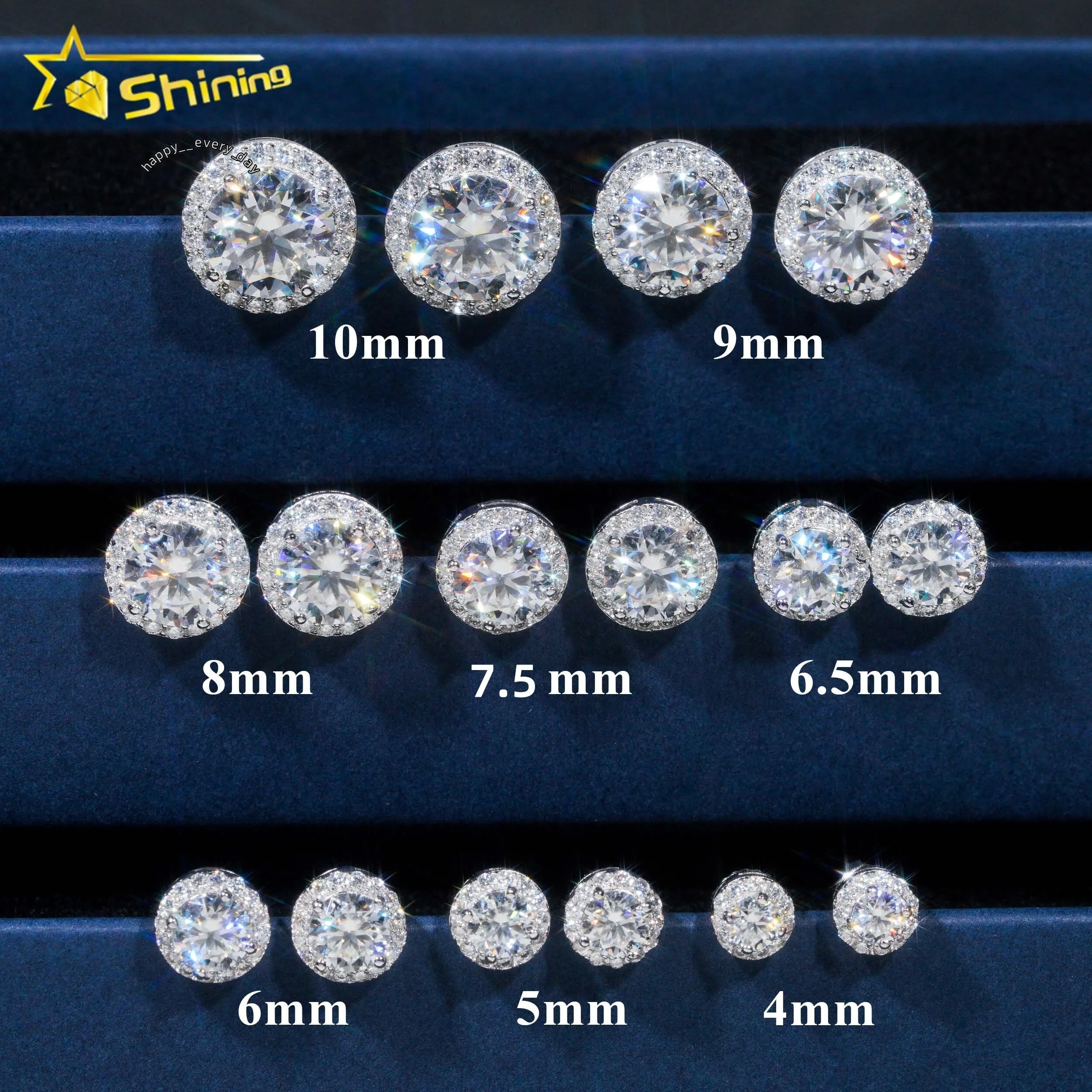 Save Big on Bulk Hip Hop Stud Earrings Moissanite Diamond Stud Earrings,  925 Sterling Silver Halo Design, 8MM 9MM Best Deals on DHgate