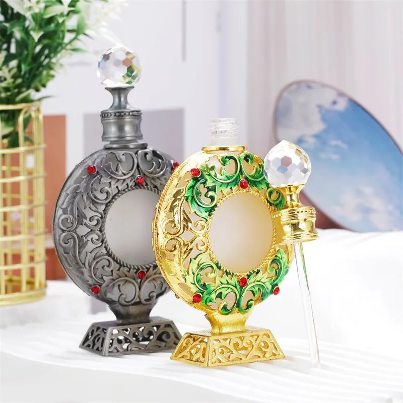 Glass Empty Perfume Bottle 30ml Gold/Antique Silver Retro