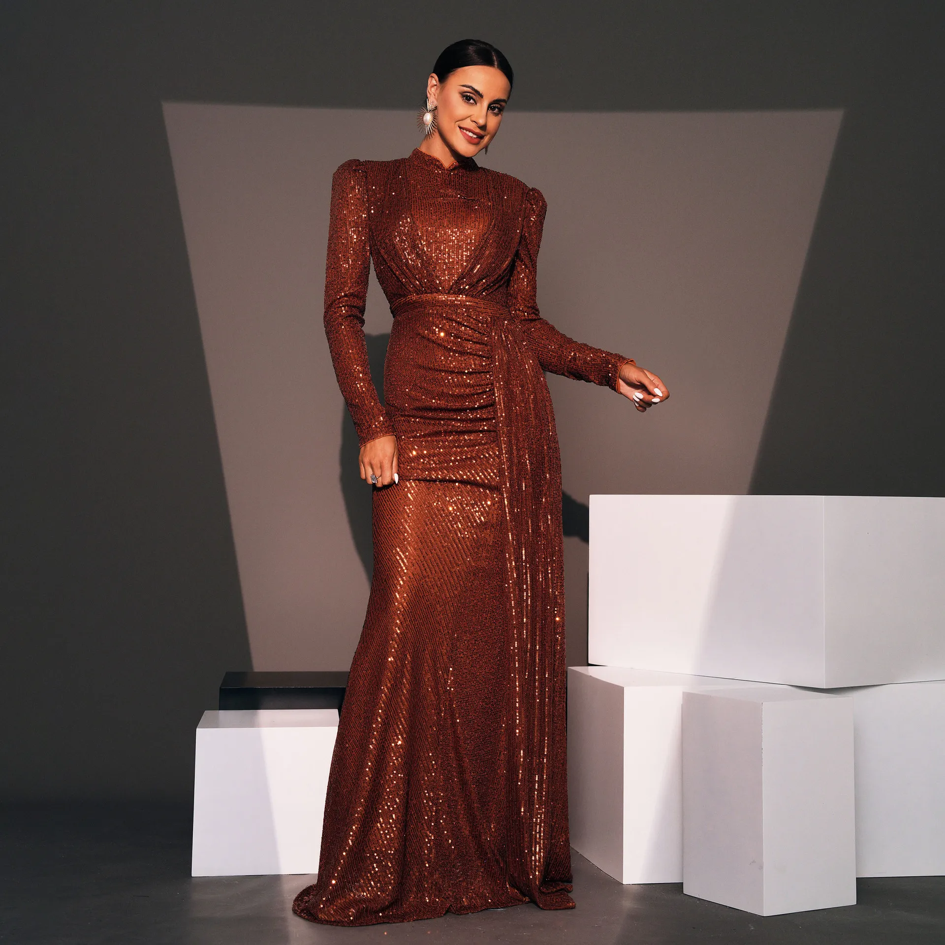 green emerald velvet dress Feather Beaded Long Mermaid Dress by LaDivine CC2308 – The Dress Outlet main image 0