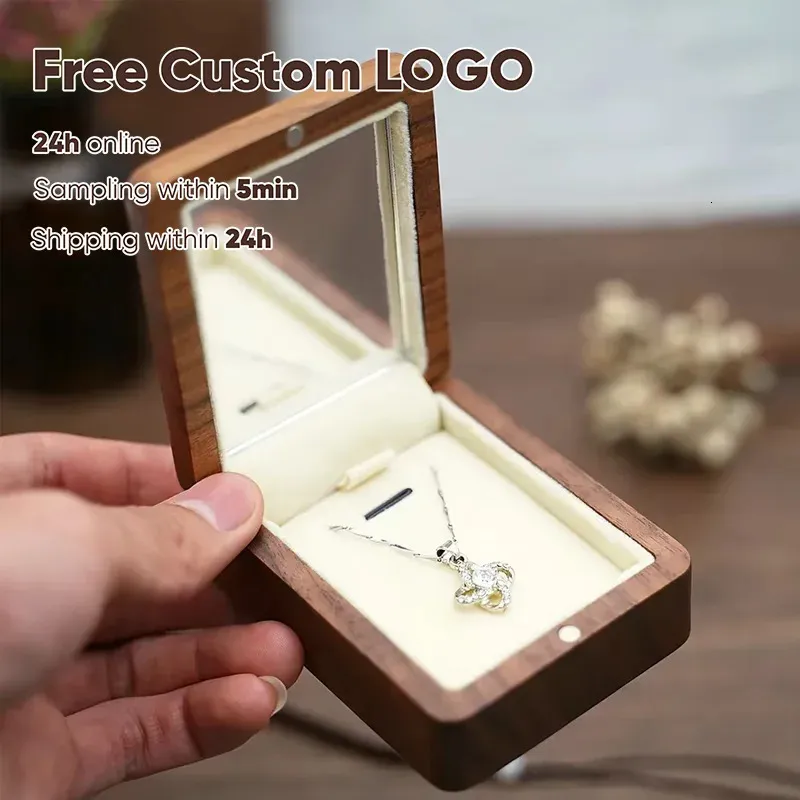 Personalized Wood Pendant Necklace Box: Custom Jewelry Storage