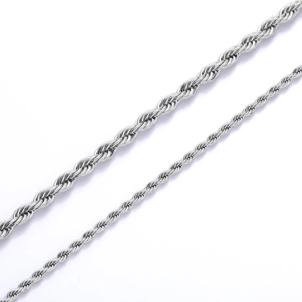 Hip Hop Plain Titanium Accessory Necklace Fried Dough Twists 3mm 5mm Multi Size Chain_voghion.com