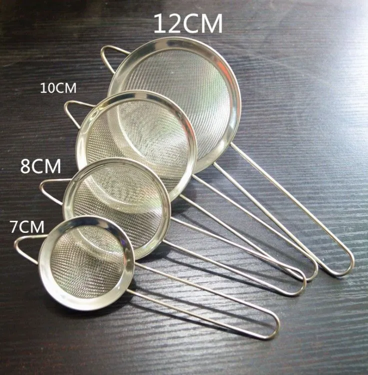5 Size Stainless Steel Fine Kitchen Strainer Colander Flour Sieve With ...