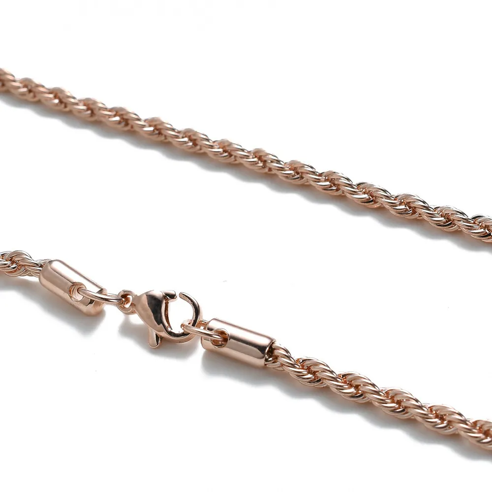Hip Hop Plain Titanium Accessory Necklace Fried Dough Twists 3mm 5mm Multi Size Chain_voghion.com