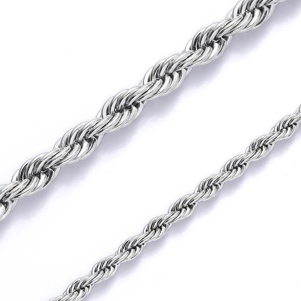 Hip Hop Plain Titanium Accessory Necklace Fried Dough Twists 3mm 5mm Multi Size Chain_voghion.com