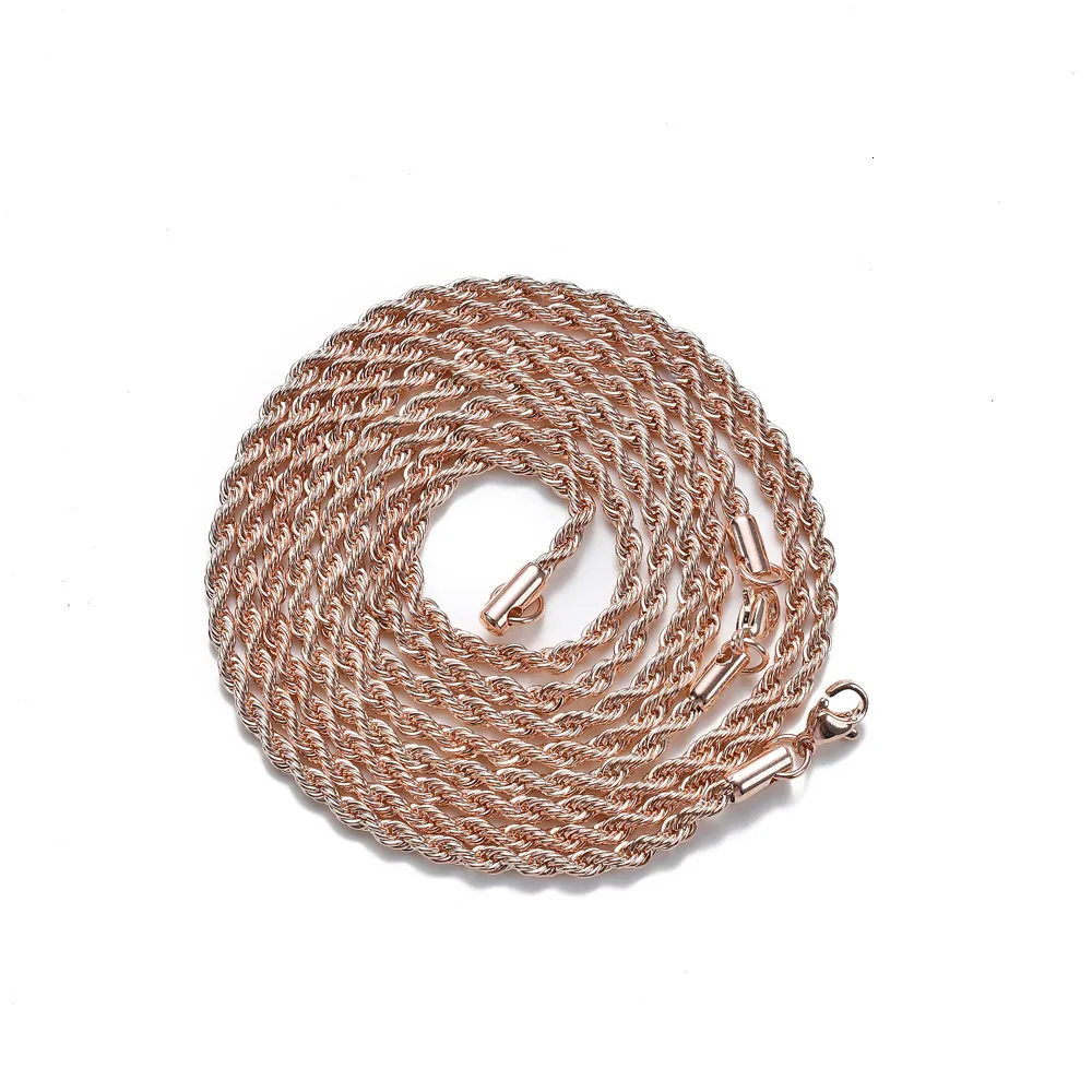Hip Hop Plain Titanium Accessory Necklace Fried Dough Twists 3mm 5mm Multi Size Chain_voghion.com