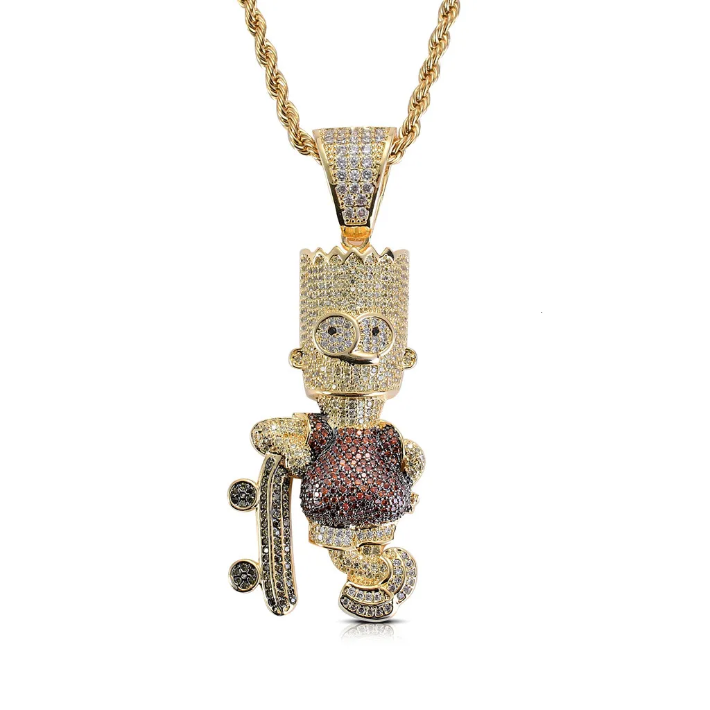 Simpsons Hour Chain Simpson Pendant Necklace For Men Colored Moissanite... From Lucky ...