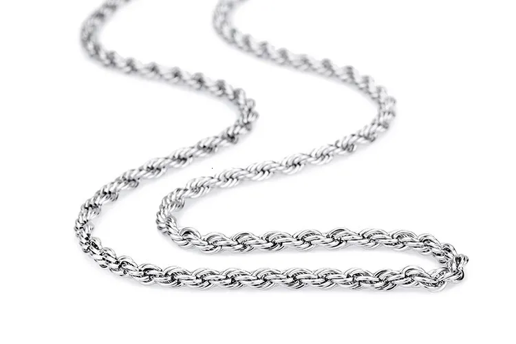 Hip Hop Plain Titanium Accessory Necklace Fried Dough Twists 3mm 5mm Multi Size Chain_voghion.com